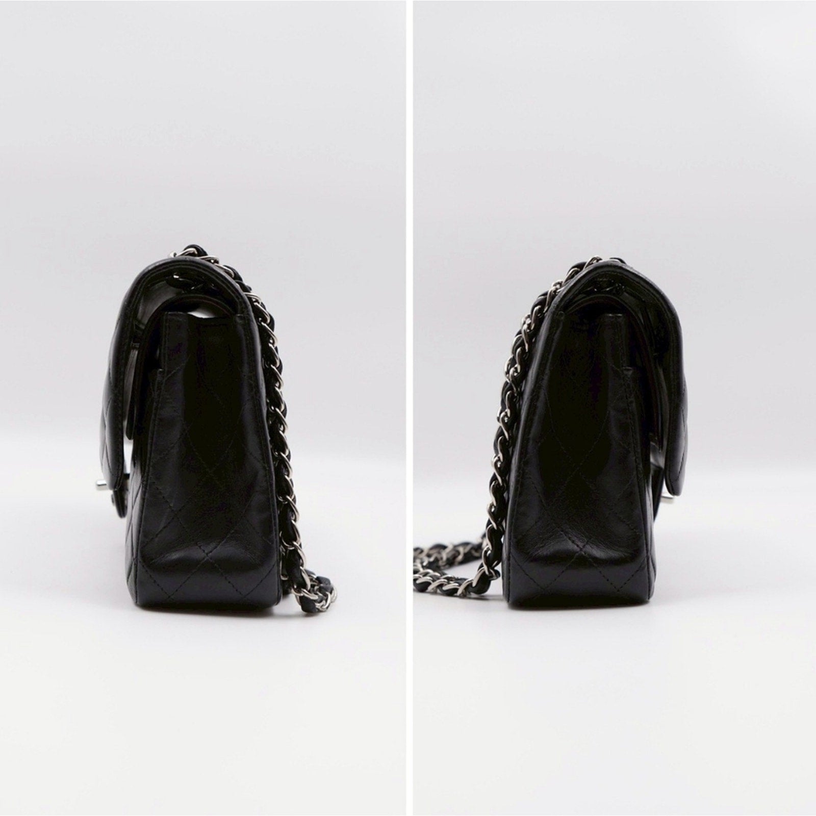 CE06 💖 Chanel Medium Classic Double Flap Bag Lambskin Silver Hardware