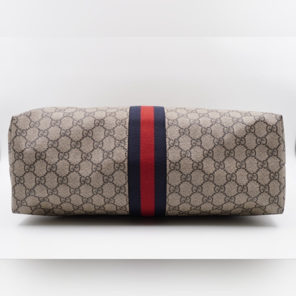 CD31 💖 Gucci GG Supreme Monogram Dollar Calfskin Web Medium Ophidia Tote