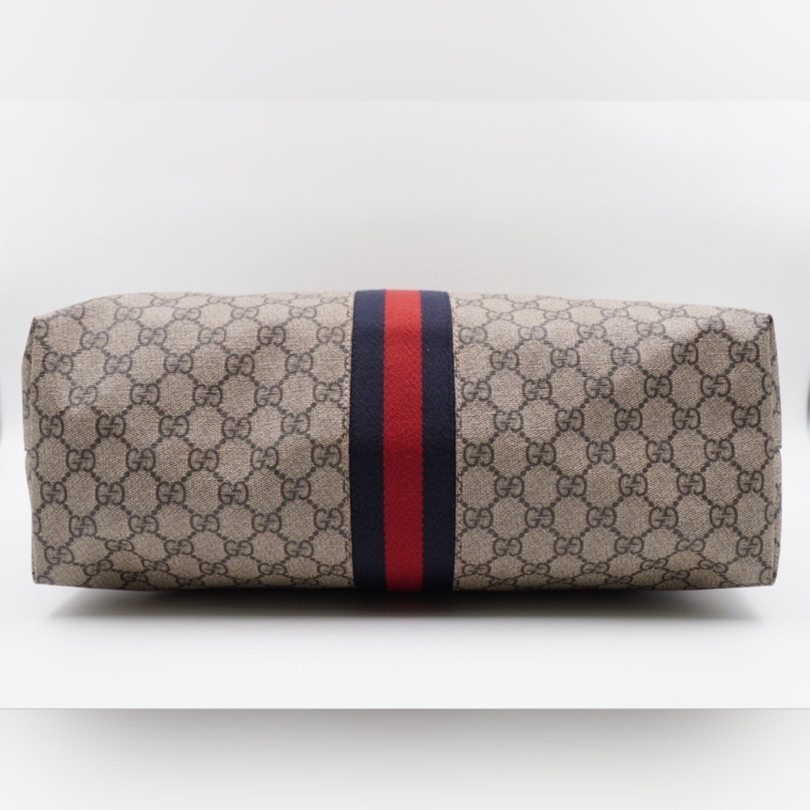 CD31 💖 Gucci GG Supreme Monogram Dollar Calfskin Web Medium Ophidia Tote