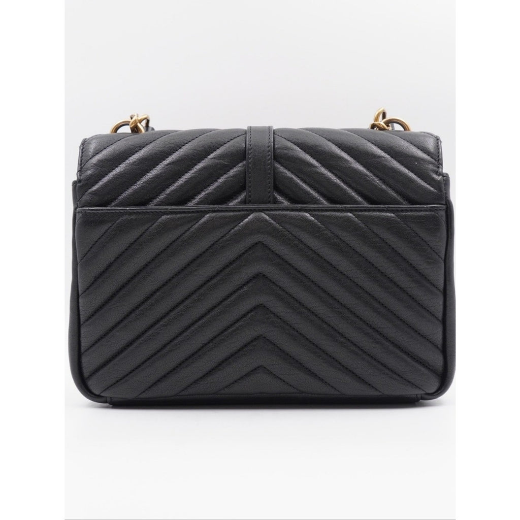 CG39 💗 Yves Saint Laurent College Medium Flap YSL Shoulder Bag Quilted Leather