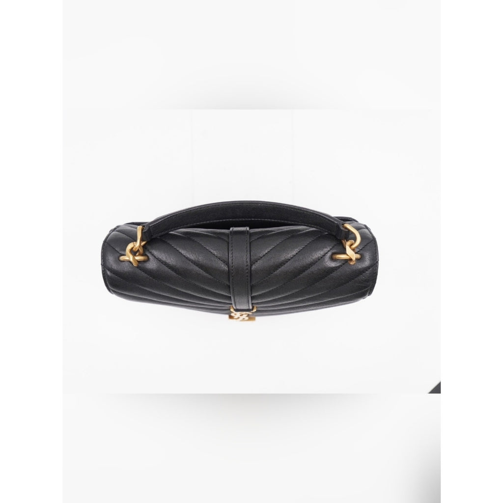 CG39 💗 Yves Saint Laurent College Medium Flap YSL Shoulder Bag Quilted Leather