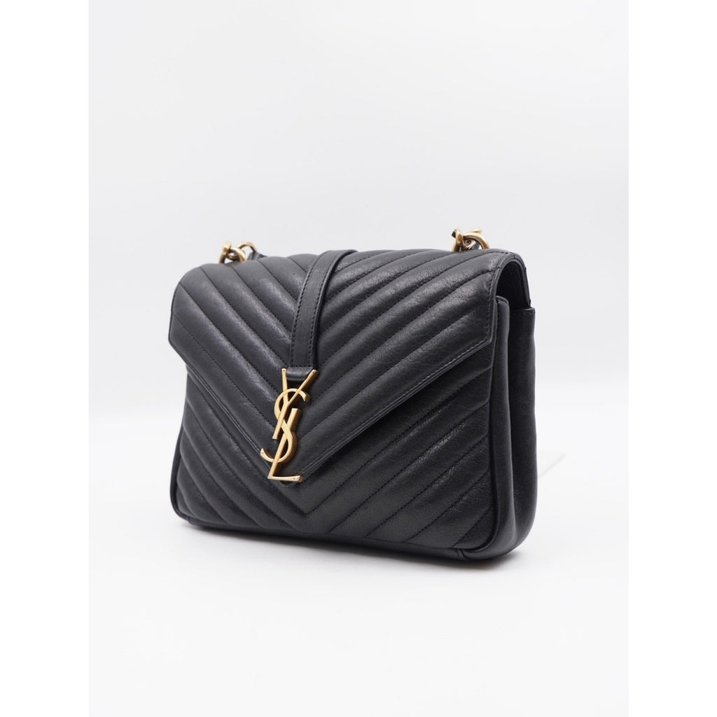 CG39 💗 Yves Saint Laurent College Medium Flap YSL Shoulder Bag Quilted Leather