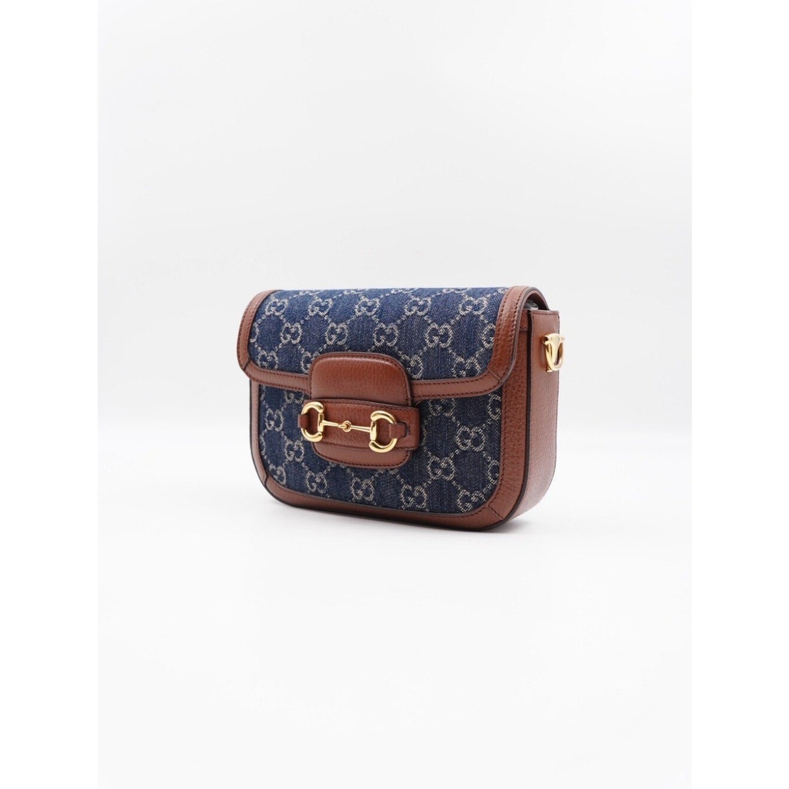 CJ40 ❤️ GUCCI New Denim GG Monogram Calfskin Web Horsebit