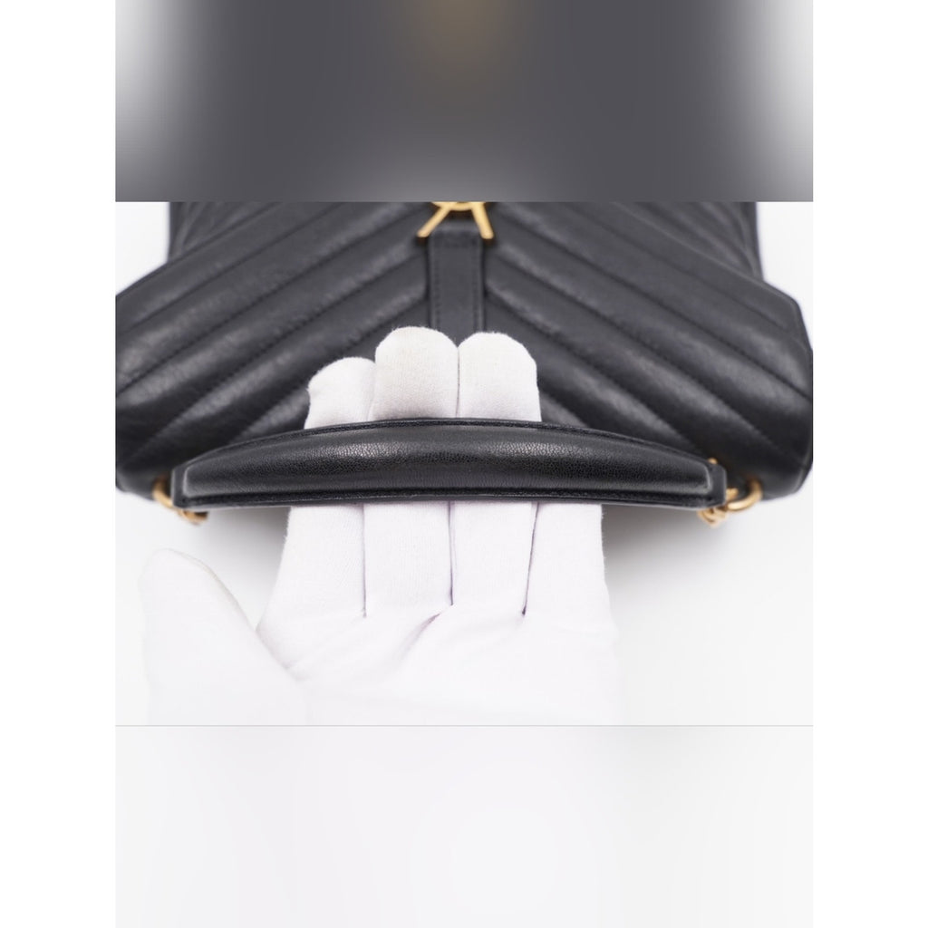 CG39 💗 Yves Saint Laurent College Medium Flap YSL Shoulder Bag Quilted Leather