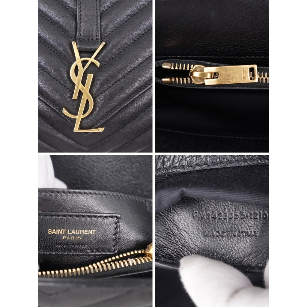 CG39 💗 Yves Saint Laurent College Medium Flap YSL Shoulder Bag Quilted Leather