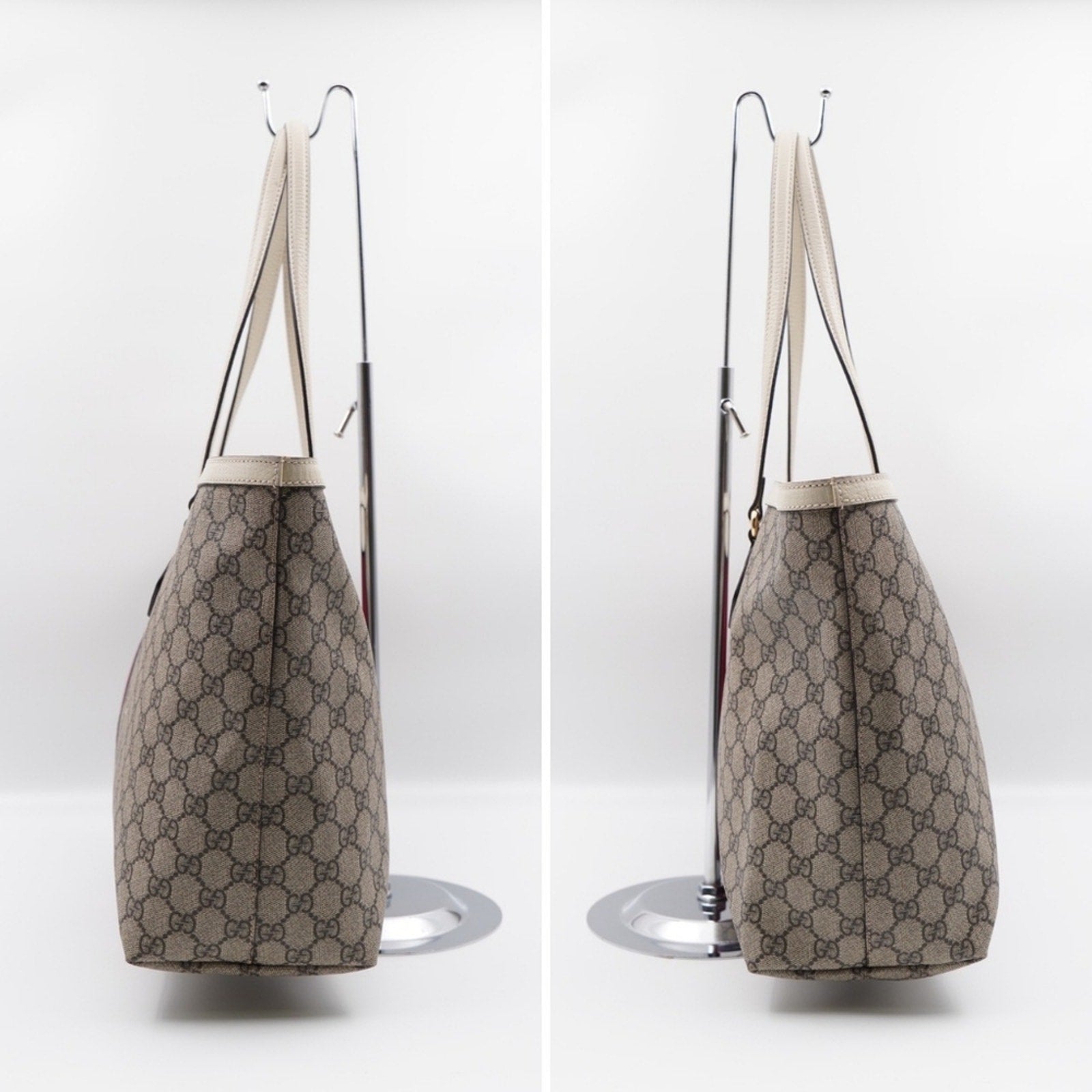 CD31 💖 Gucci GG Supreme Monogram Dollar Calfskin Web Medium Ophidia Tote