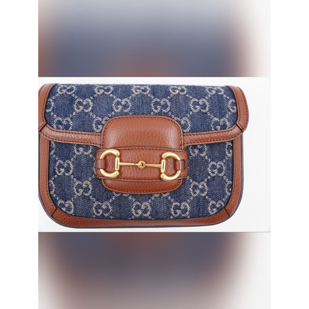 CJ40 ❤️ GUCCI New Denim GG Monogram Calfskin Web Horsebit