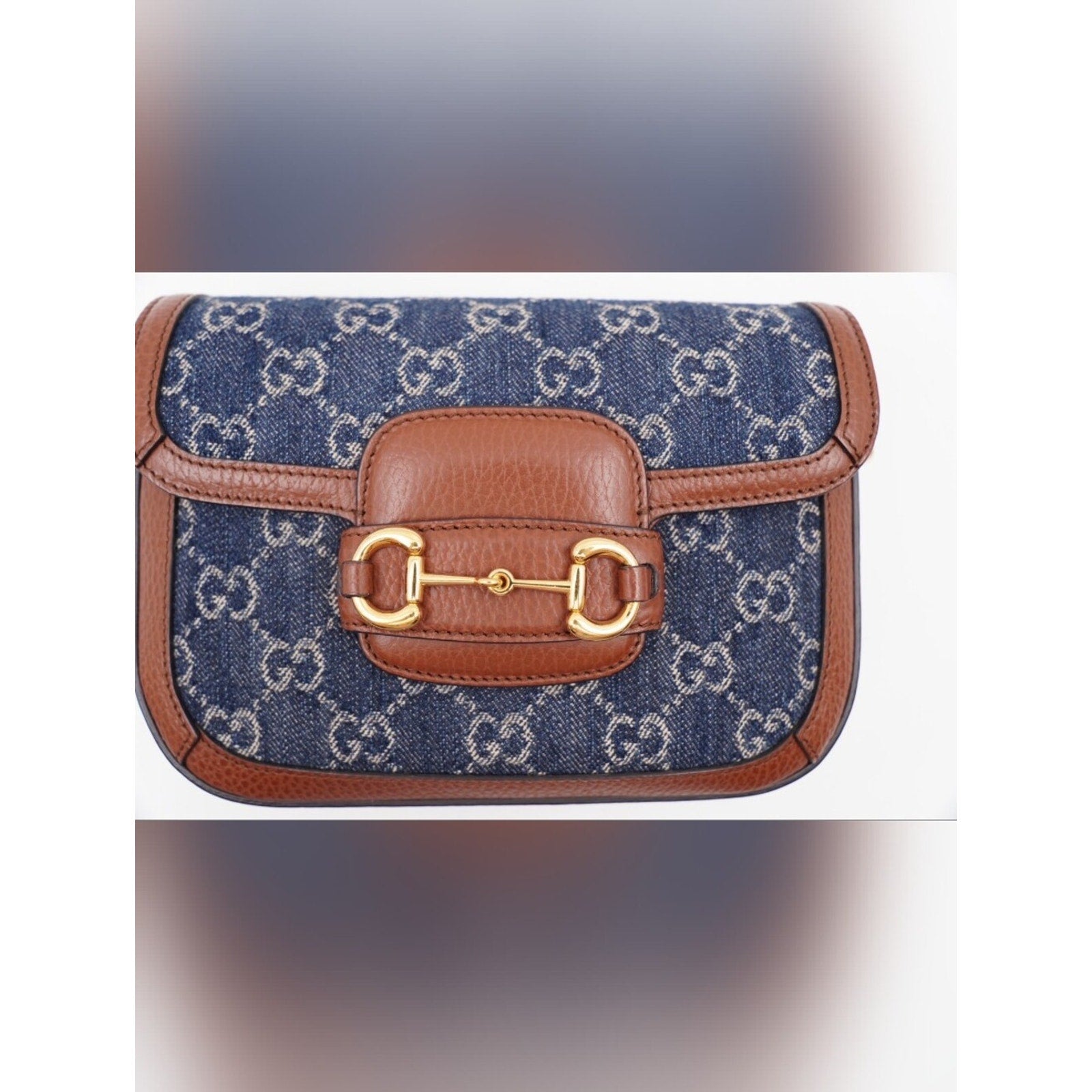 CJ40 ❤️ GUCCI New Denim GG Monogram Calfskin Web Horsebit