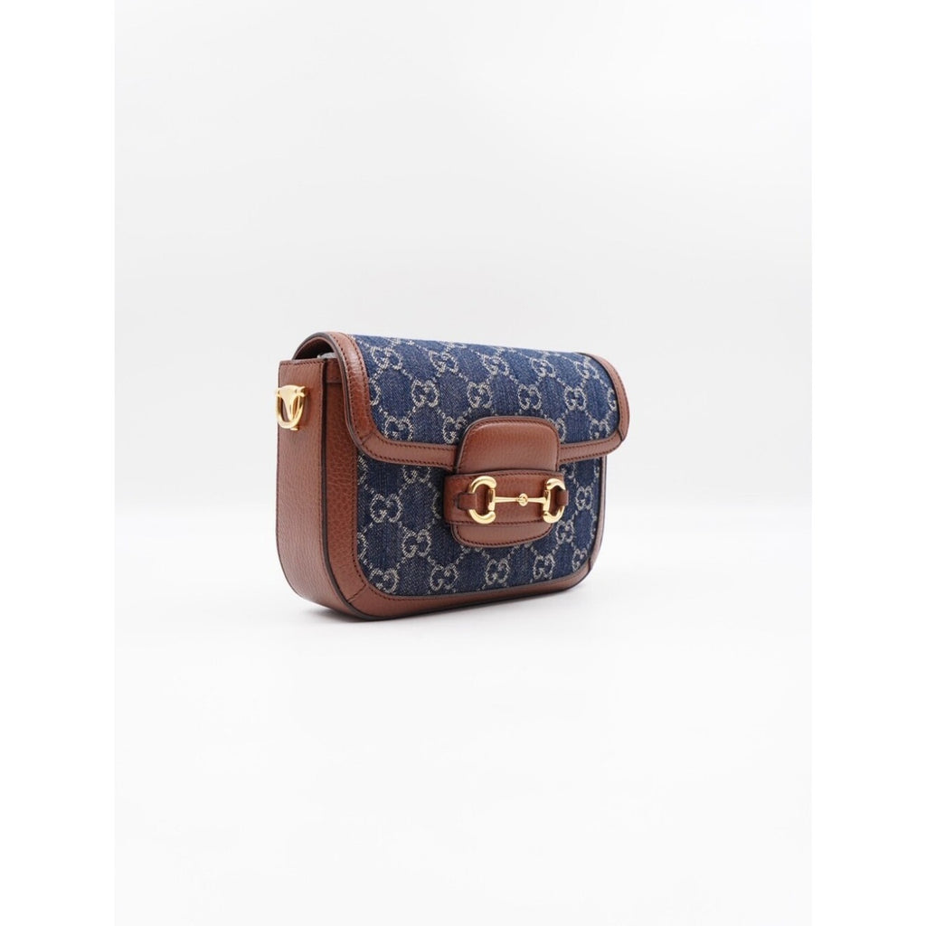 CJ40 ❤️ GUCCI New Denim GG Monogram Calfskin Web Horsebit