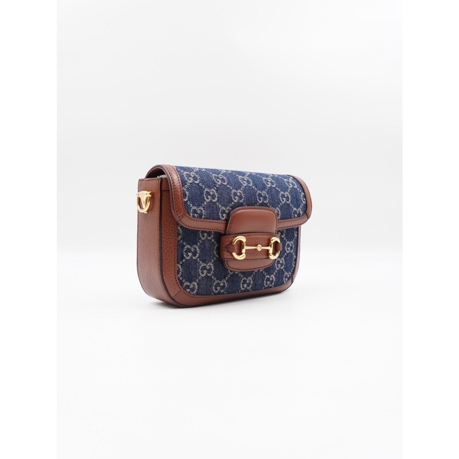 CJ40 ❤️ GUCCI New Denim GG Monogram Calfskin Web Horsebit