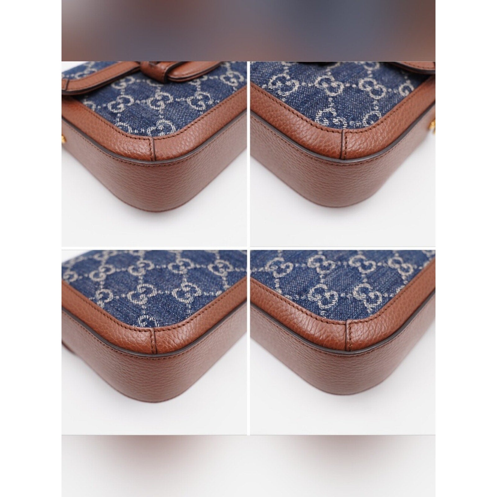 CJ40 ❤️ GUCCI New Denim GG Monogram Calfskin Web Horsebit