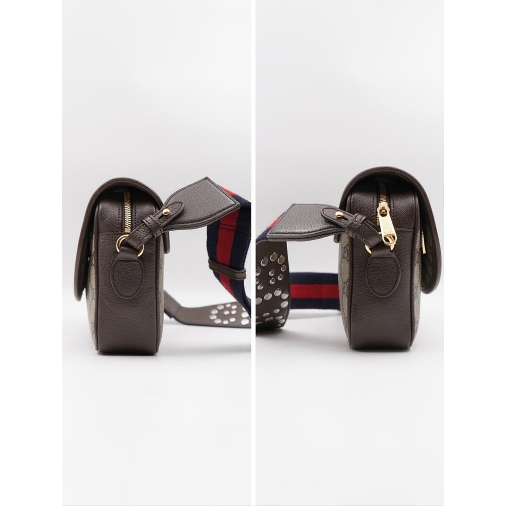 CJ41 ❤️ Gucci GG Supreme Monogram Dollar Calfskin Web Studded  Ophidia