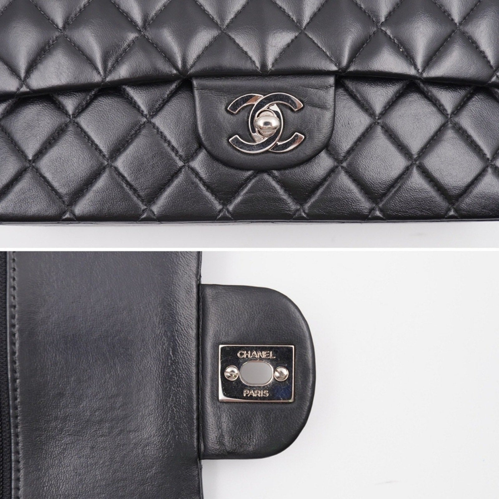 CE06 💖 Chanel Medium Classic Double Flap Bag Lambskin Silver Hardware