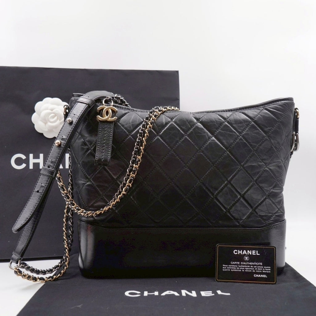 CG04 💟 Chanel Aged Calfskin Quilted Large Gabrielle Hobo